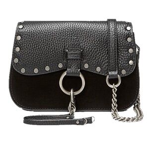 Black Studded Leather Rebecca Minkoff Crossbody Bag with Chain Strap!